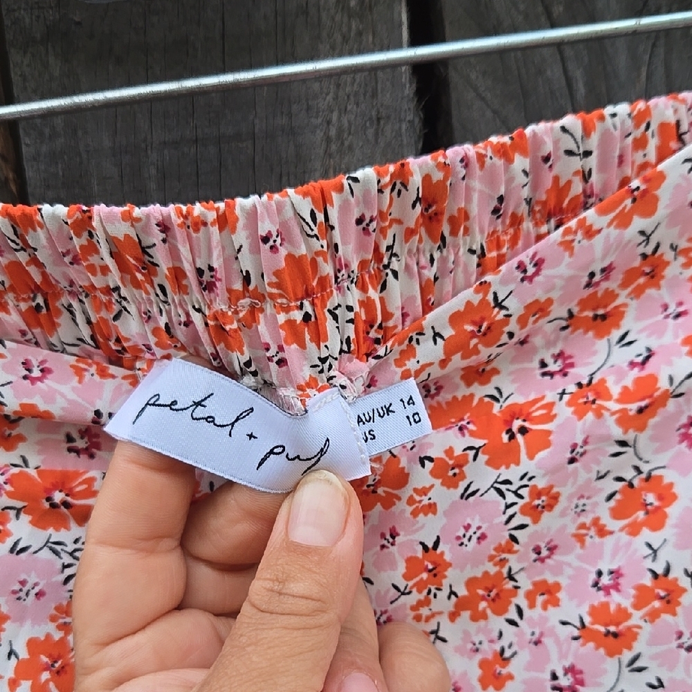 Petal & Pup White Maxi Skirt with Orange Floral Print - Picture 2 of 6